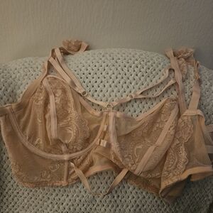 Lace Underwire Bra - Peach